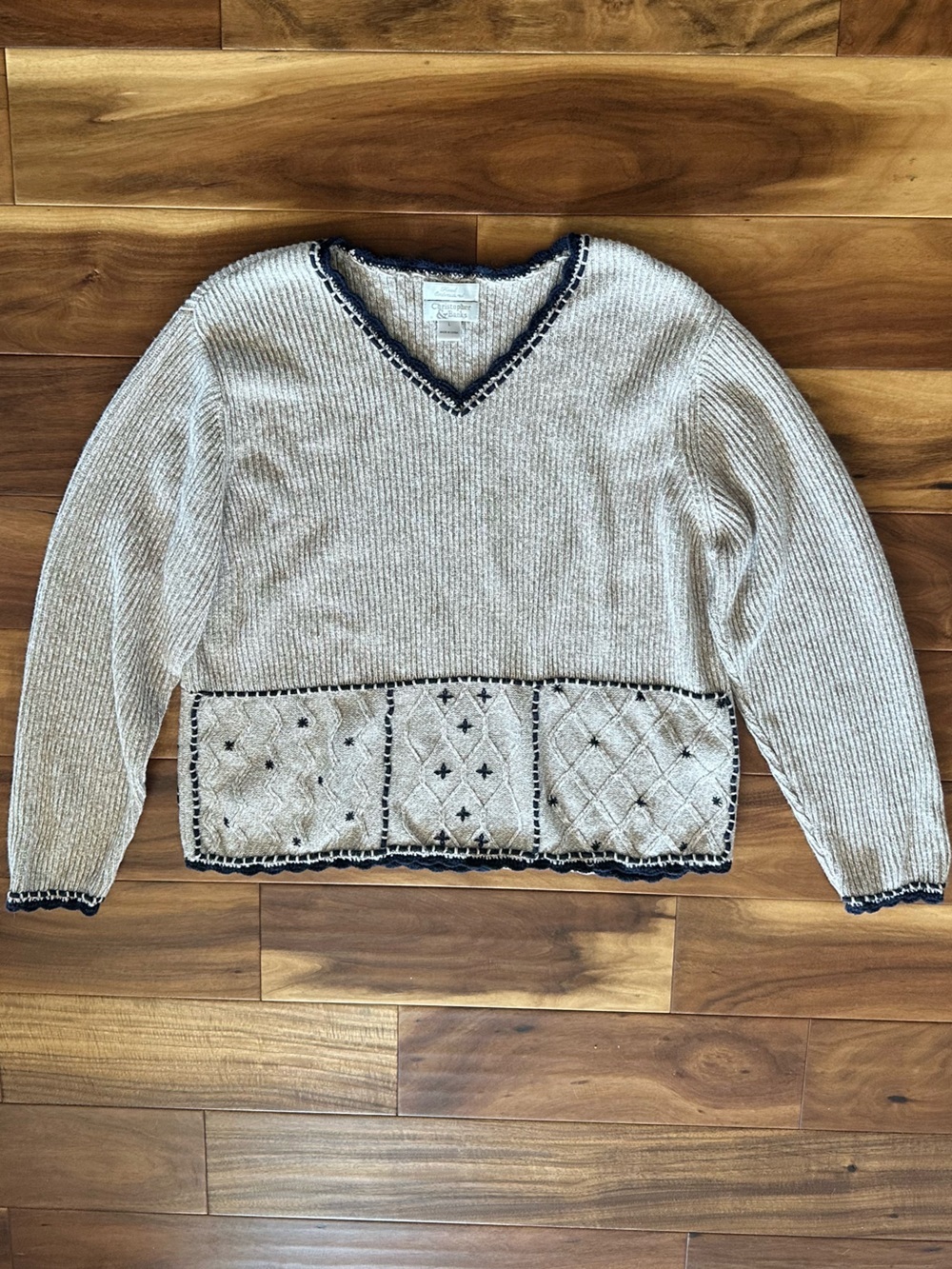 Christopher & Banks Knit Sweater with Navy Trim size large